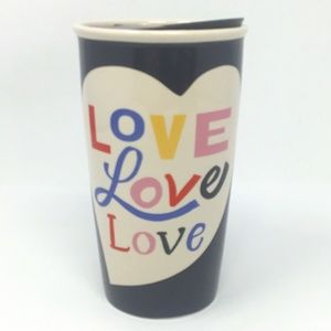 Starbucks Love Love Love Ceramic Traveller Tumbler with Lid Valentines